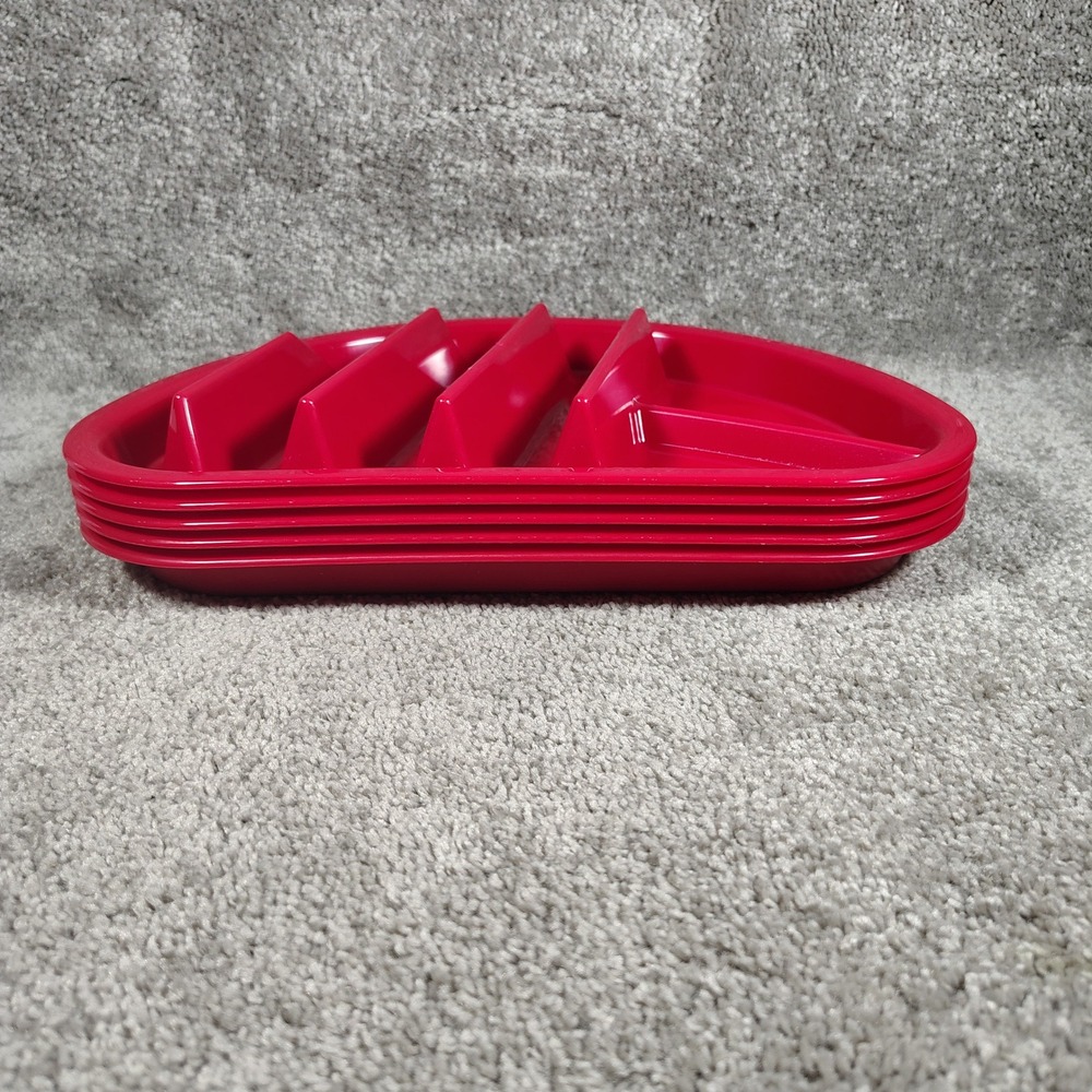 Arrow Fiesta Taco Plate Red 4 Piece Set Divided Serving Trays Southwestern OS - Picture 3 of 9